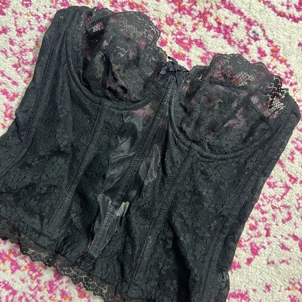 Vintage BestForm Lace Corset Black 36C - Picture 2 of 7
